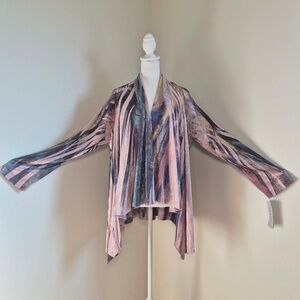 Jess & Jane NWT Fairycore Artsy Romantic Hippie Boho Marbled Pink Velvet Kimono